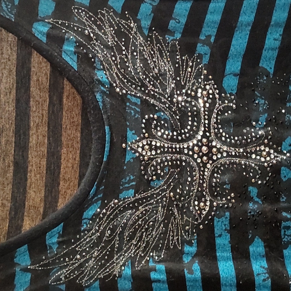 Vintage Miss Me Tunic Length Crystal Embellished Top Size M - Picture 8 of 9